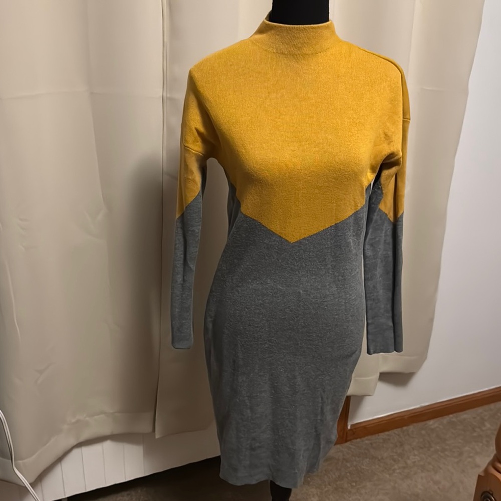 Stylish Yellow and Gray Women's Dress